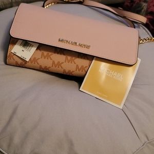 Michael Kors Pink and Tan Crossbody Bag